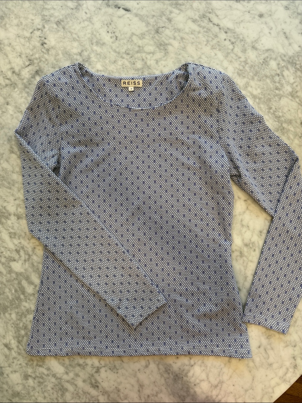 REISS Light Blue Printed Long Sleeve Tee